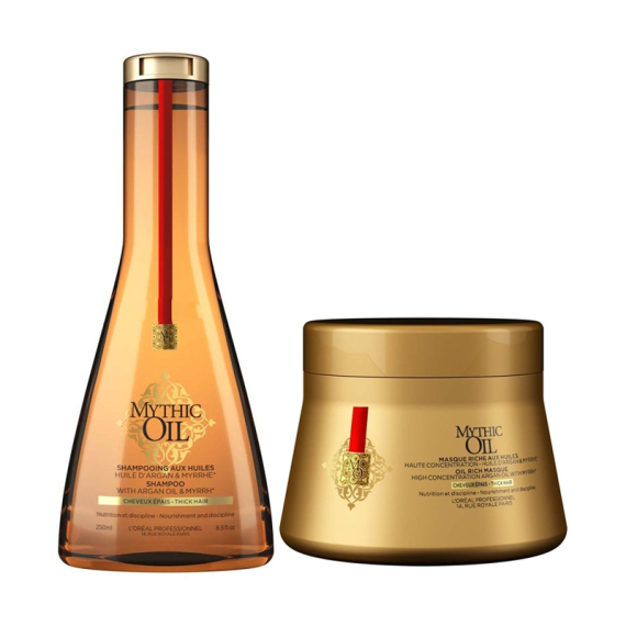 L'OREAL Kit Mythic Oil Shampoo 250ml + Maschera 200ml Per Capelli Spessi