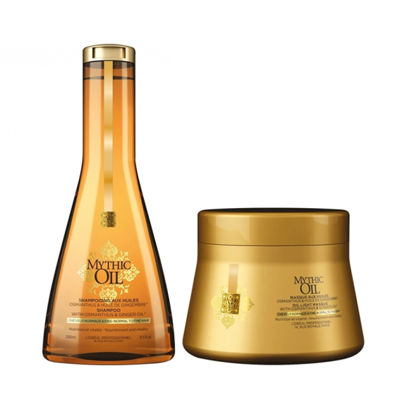 L'OREAL Kit Mythic Oil Shampoo 250ml + Maschera 200ml Per Capelli Fini