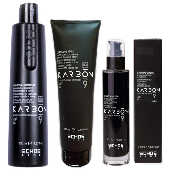 ECHOSLINE Kit Karbon9 Charcoal Shampoo 350ml + Mask 300ml + Siero 100ml