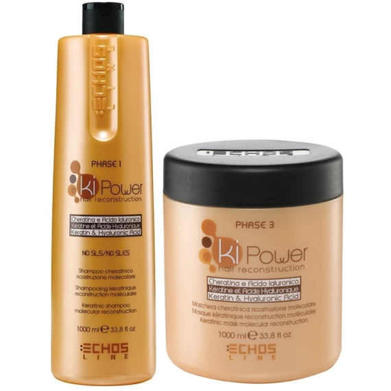 ECHOSLINE Kit Ki Power Shampoo Cheratinico 1000ml + Maschera Cheratinica 1000ml
