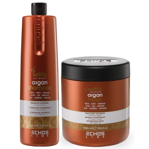 ECHOSLINE Kit Seliàr Argan Shampoo Nutriente 1000ml + Mask Nutriente 1000ml