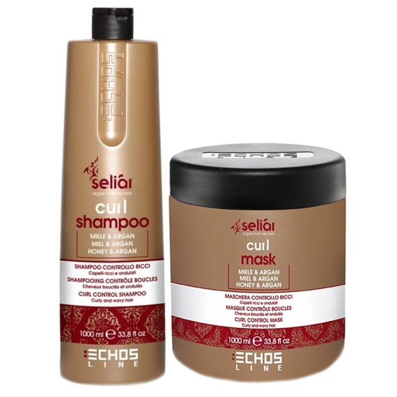 ECHOSLINE Kit Seliàr Curl Shampoo + Maschera Capelli Ricci e Ondulati 1000ml