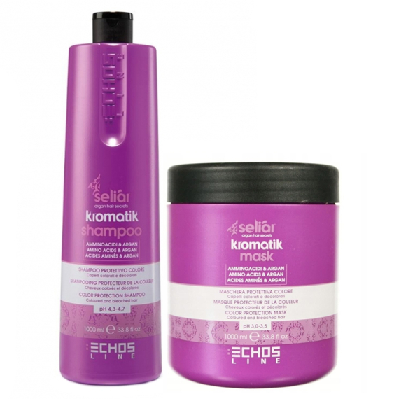 ECHOSLINE Kit Seliàr Kromatik Shampoo 1000ml + Mask 1000ml Capelli Colorati