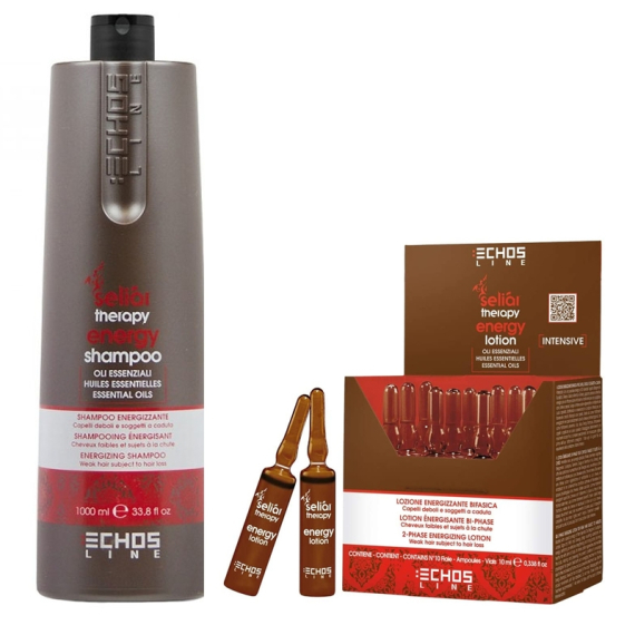 ECHOSLINE Kit Seliàr Therapy Energy Shampoo 1000ml + Energy Lotion 10x10ml