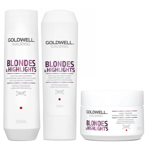 GOLDWELL Kit DS Blondes & Highlights Anti-Yellow Shampoo + Balsamo + Maschera