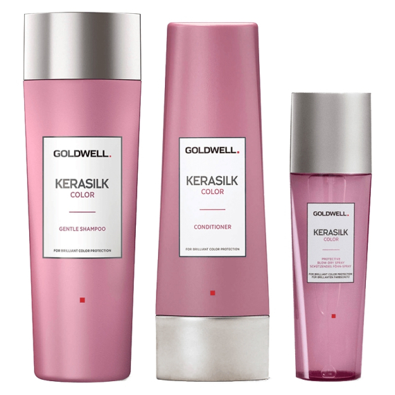 GOLDWELL KIT KERASILK Color Shampoo 250ml + Conditioner 200ml + Spray 125ml