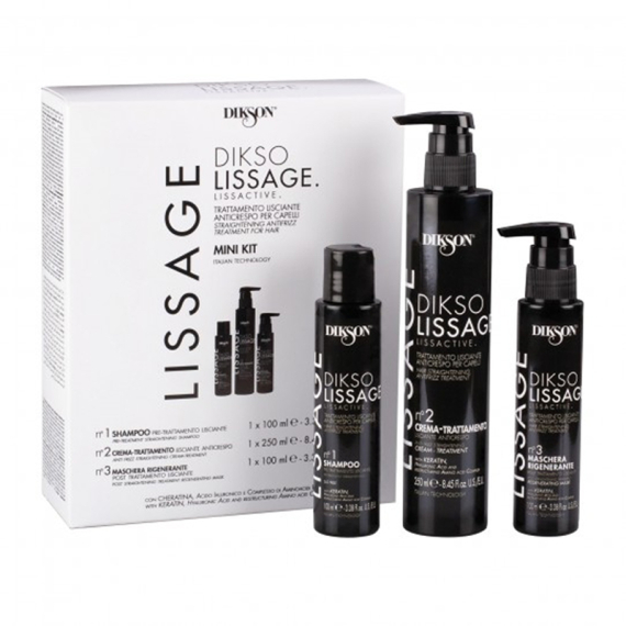 DIKSON PROFESSIONAL DiksoLissage Lissactive Mini Kit Shampoo 100ml + Crema Trattamento 250ml + Maschera Rigenerante 100ml