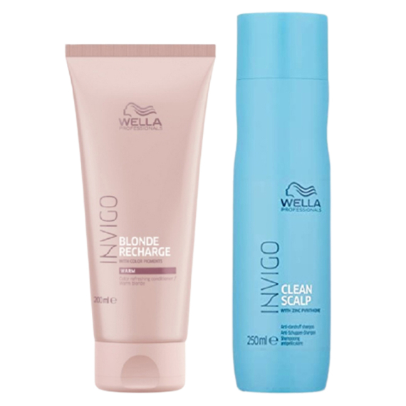 WELLA Kit Invigo Blonde Recharge Conditioner Warm Blonde 200ml + Clean Scalp Shampoo 250ml