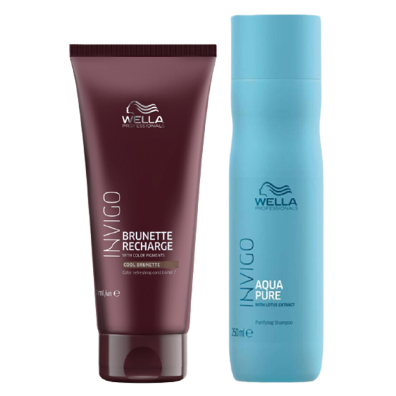 WELLA Kit Invigo Red Recharge Color Refreshing Conditioner Cool Brunette 200ml+ Aqua Pure Shampoo Purificante 250ml