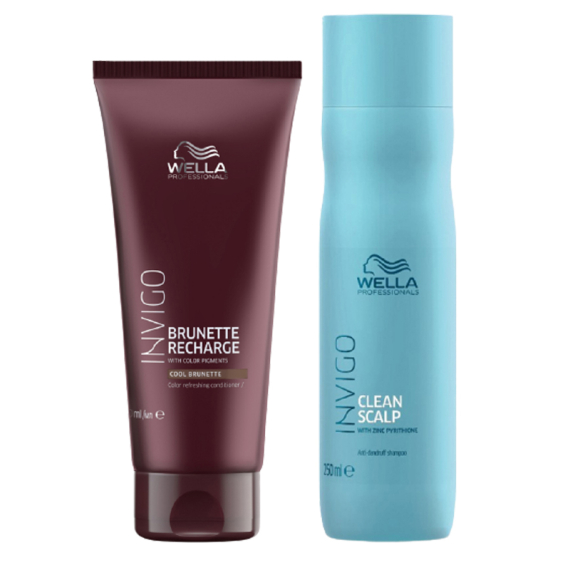 WELLA Kit Invigo Red Recharge Color Refreshing Conditioner Cool Brunette 200ml + Clean Scalp Shampoo 250ml