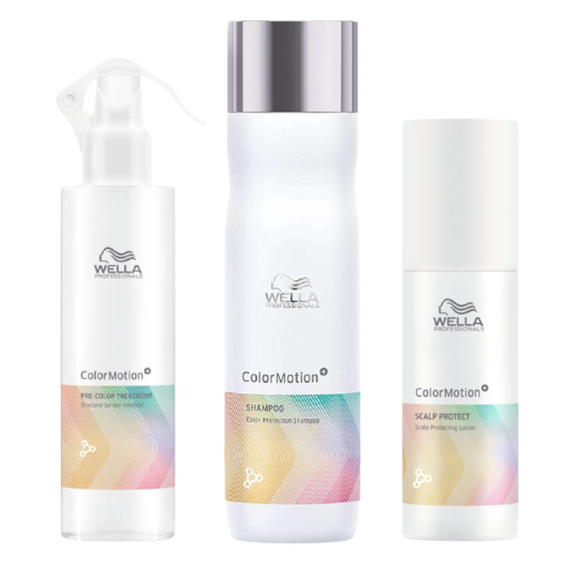 WELLA Kit ColorMotion Pre Color Treatment 185ml +  Shampoo 250ml + Scalp Protection 150ml