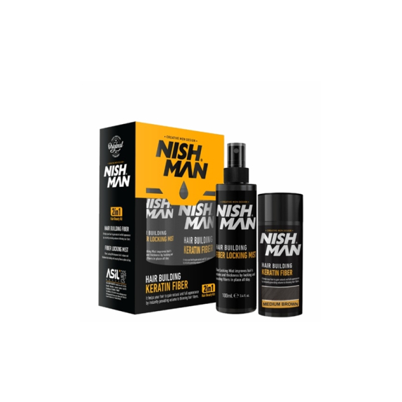NISHMAN Keratin Fiber - Medium Brown -  2 in 1 - 100ml