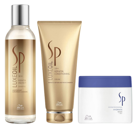 WELLA SYSTEM PROFESSIONAL Kit  Luxe Oil Keratin Protect Shampoo 200ml + Conditioning Cream 200ml + Hydrate Mask 400ml