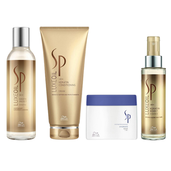 WELLA SYSTEM PROFESSIONAL Kit  Luxe Oil Keratin Protect Shampoo 200ml + Conditioning Cream 200ml + Hydrate Mask 400ml + Boost Essence 100ml