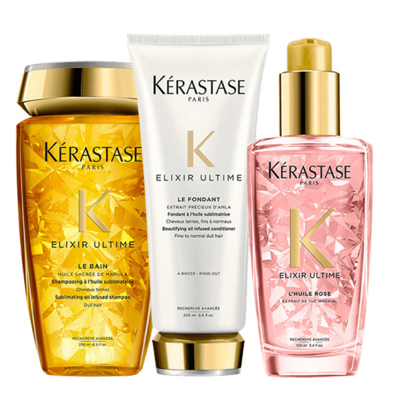KERASTASE Kit Elixir Ultime Le Bain 250ml + Le Fondant 200ml + L'Huile Rose 100ml
