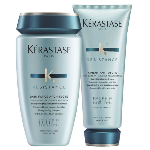 KERASTASE Kit Resistance Bain Force Architecte [1 2] 250ml + Ciment Anti-Usure [1-2] 200ml