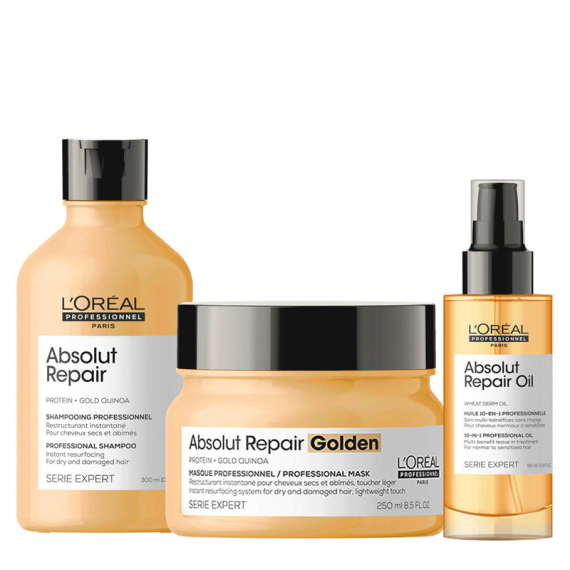 L'OREAL Kit Serie Expert Absolut Repair Shampoo 300ml +  Golden Masque 250ml + Oil 90ml