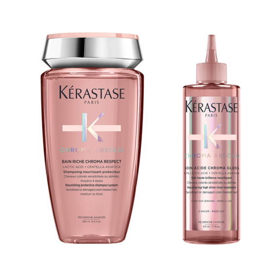 KERASTASE Kit Chroma Absolu Bain Riche Chroma Respect 250ml + Soin Acide Gloss 210ml