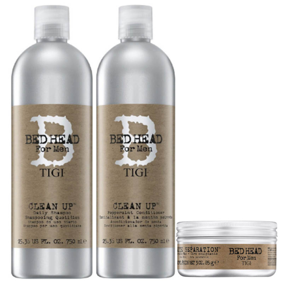TIGI Bed Head Clean Up Shampoo 750ml + Balsamo 750ml + Matte Separation 85gr