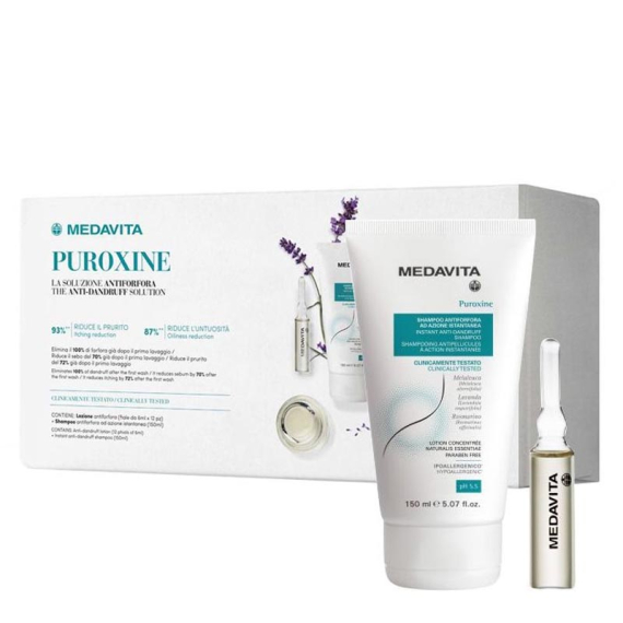 MEDAVITA Puroxine Anti-Dandruff Solution Shampoo 150ml + Fiale 12x6ml