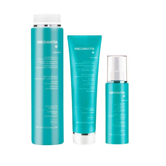 MEDAVITA Kit Solarich Shampoo Doccia 400ml + Maschera 150ml + Olio In Crema 10 In 1 150ml