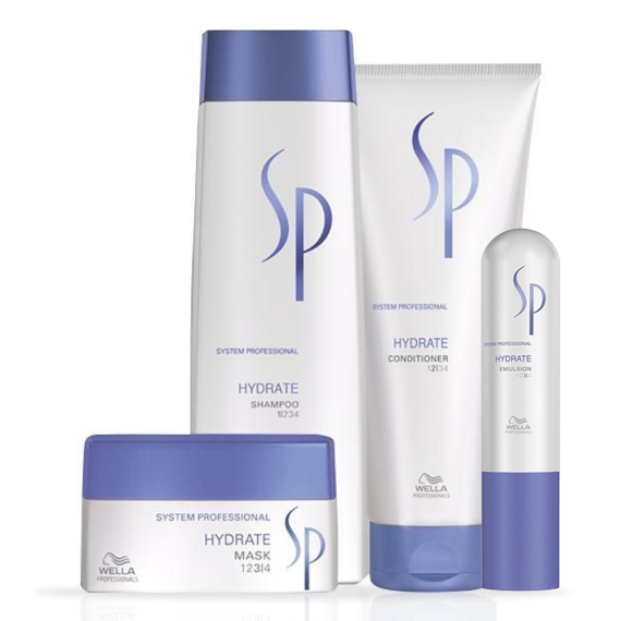 WELLA SYSTEM PROFESSIONAL Kit Hydrate Shampoo 250ml + Balsamo 200ml + Mask 200ml + Emulsion 50ml