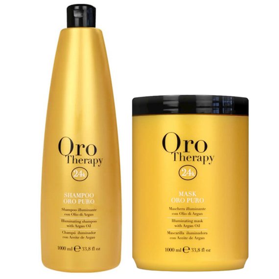 FANOLA Kit Oro Puro Shampoo Illuminante 1000ml + Maschera Illuminante 1000ml