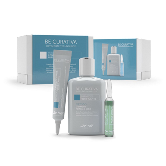 BE HAIR Be Curativa Kit Trattamento Controllo Forfora e Sebo
