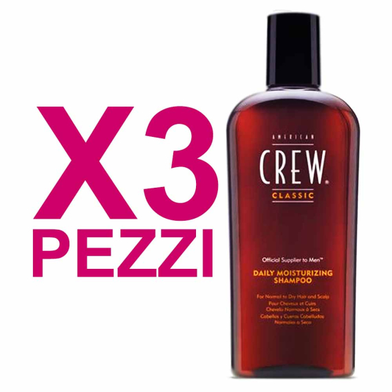 AMERICAN CREW Kit Daily Moisturizing Shampoo 250ml 3 Pezzi