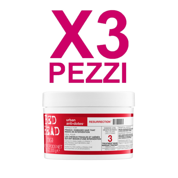 TIGI Kit Bed Head Resurrection Treatment Mask 200ml 3 Pezzi