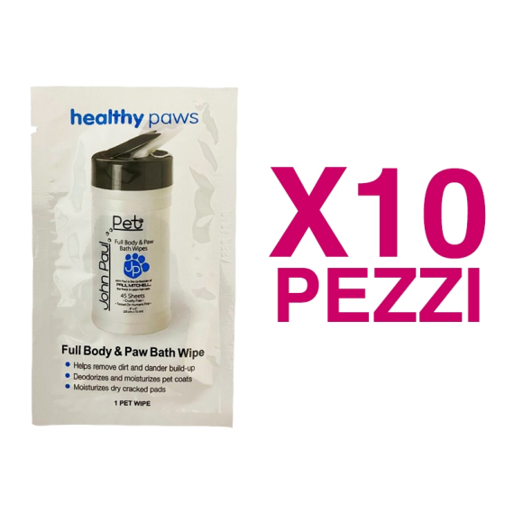 JOHN PAUL PET Full Body & Paw Bath Wipe Salvietta 10 Pezzi