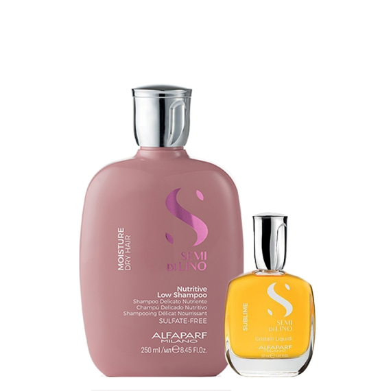 ALFAPARF Kit Semi Di Lino Nutritive Low Shampoo + Cristalli 30ml