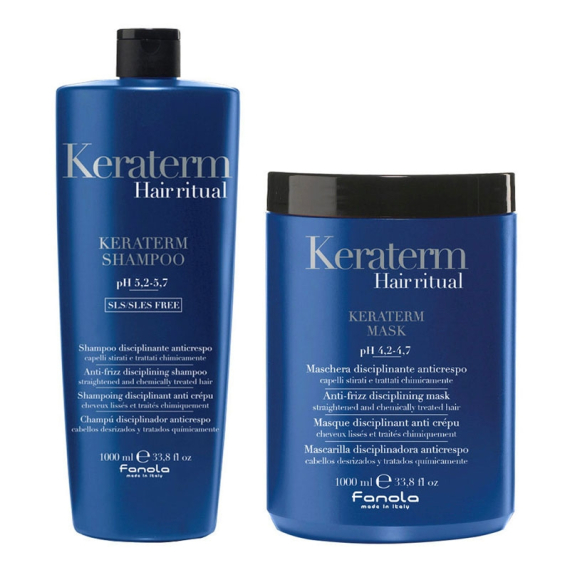 FANOLA Kit Keraterm Shampoo Anticrespo 1000ml + Maschera Anticrespo 1000ml