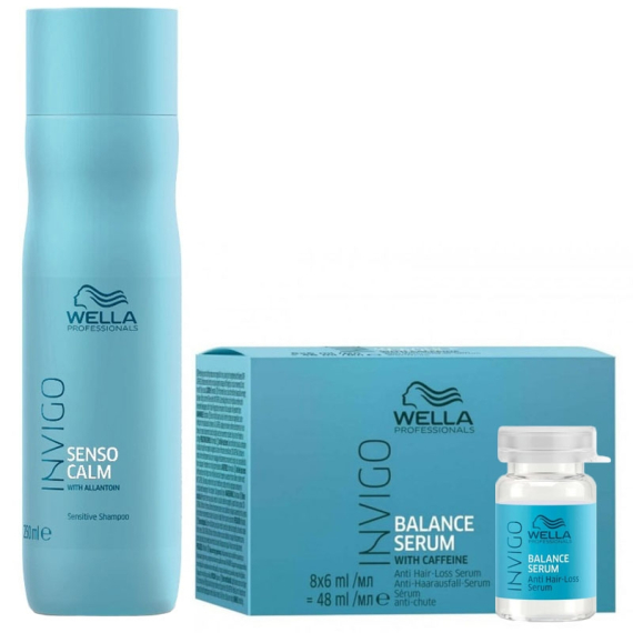 WELLA Kit Invigo Balance Senso Calm Shampoo 250ml + Serum Treatment 8x6ml