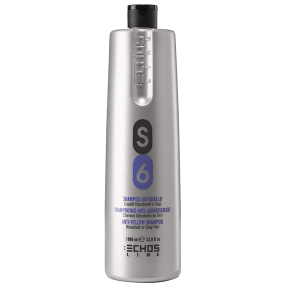 ECHOSLINE S6 Shampoo Antigiallo - Capelli Biondi, Decolorati o Grigi 1000ml