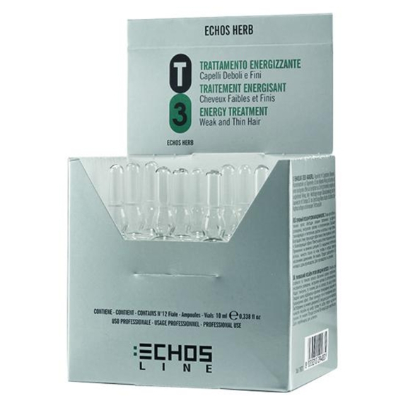 ECHOSLINE T3 Trattamento Energizzante Capelli Deboli e Fini 12x10ml