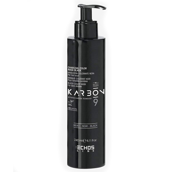 ECHOSLINE Karbon9 Charcoal Color Mask Black - Maschera Colorante Toni Scuri 240ml