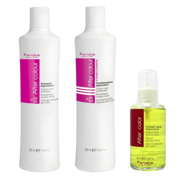 FANOLA Kit Shampoo 350ml + Balsamo Dopocolore 350ml + Cristalli Liquidi 100ml