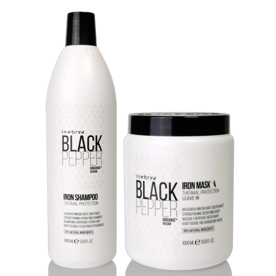 INEBRYA Kit Black Pepper Iron Shampoo 1000ml + Mask 1000ml