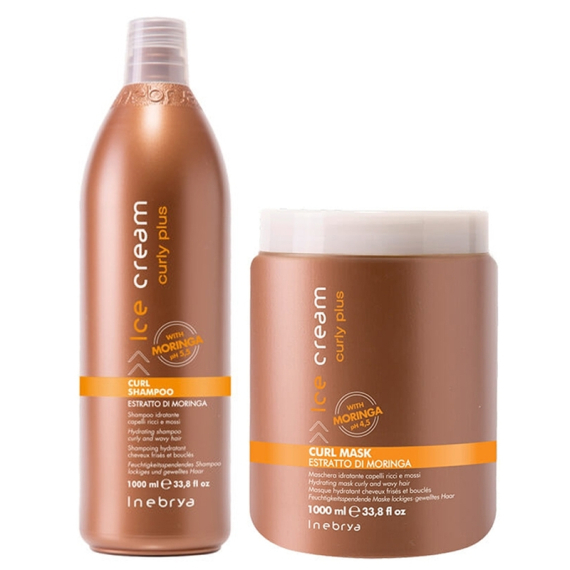 INEBRYA Kit Ice Cream Curl Shampoo 1000ml + Mask 1000ml