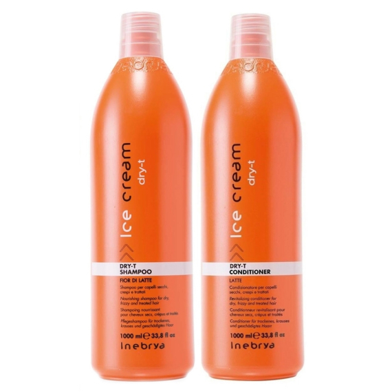 INEBRYA Kit Ice Cream Dry-T Shampoo 1000ml + Conditioner 1000ml