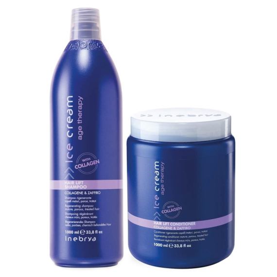 INEBRYA Kit Ice Cream Hair Lift Shampoo 1000ml + Conditioner 1000ml