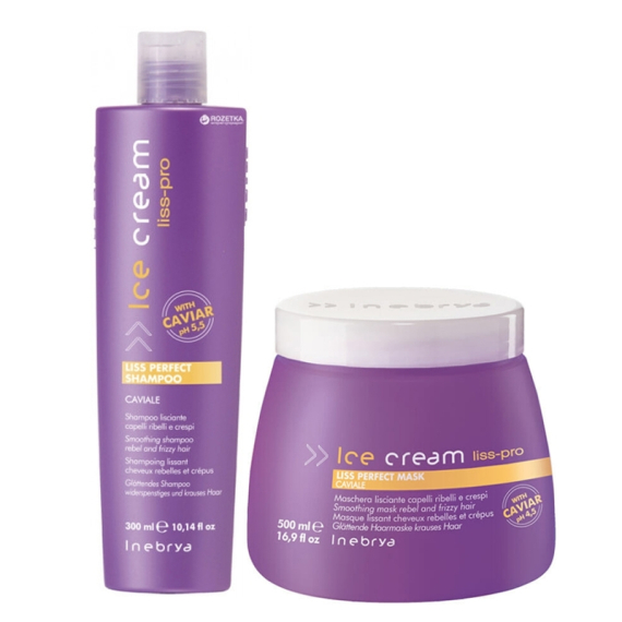 INEBRYA Kit Ice Cream Liss Perfect Shampoo 300ml + Mask 500ml