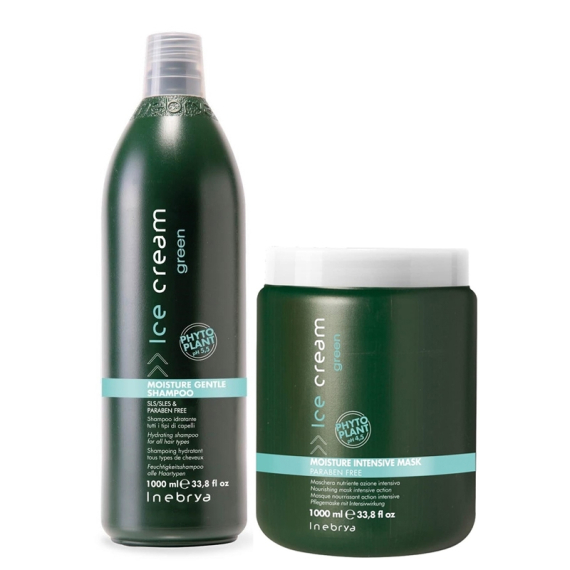 INEBRYA Kit Ice Cream Moisture Gentle Shampoo 1000ml + Intensive Mask 1000ml